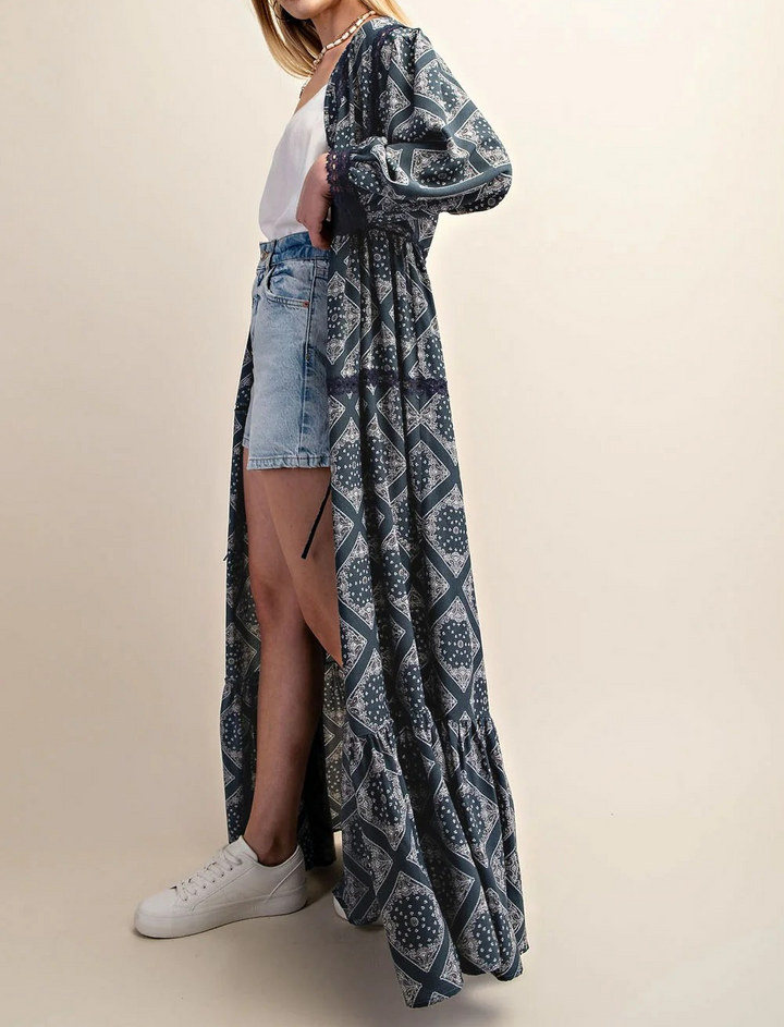 Bandana Print Kimono Dress