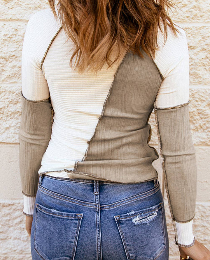 Color Block Rib Knit Top