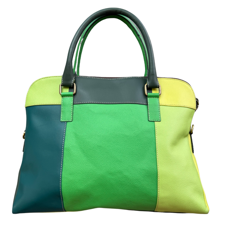 Emilia recycled leather briefcase with top zip, roomy interior, pockets & strap—stylish, functional & empowering for women 30+.