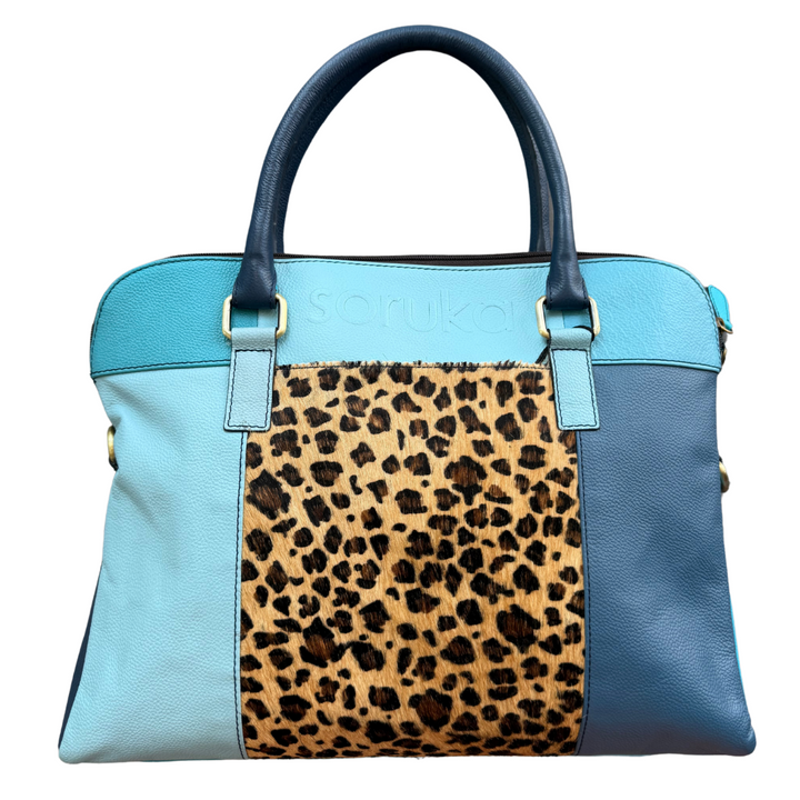 Emilia recycled leather briefcase with top zip, roomy interior, pockets & strap—stylish, functional & empowering for women 30+.
