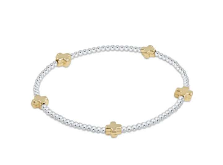 Enewton - Mixed Metal Signature Cross Pattern 2MM Bead Bracelet