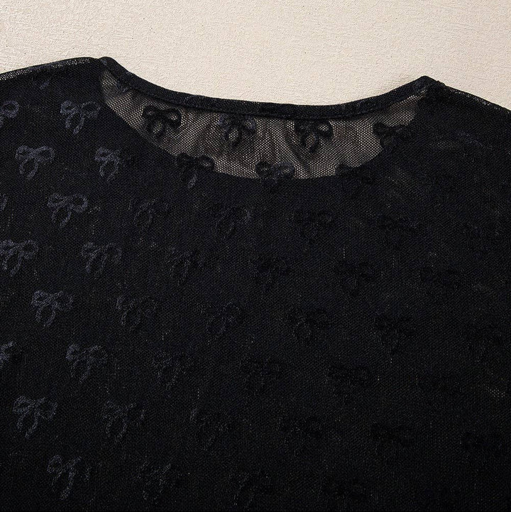 Mesh Bow Pattern Top