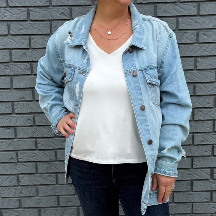 Loose Fit Distressed Jacket