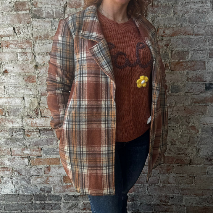 Stitched Letter Flower Sweater