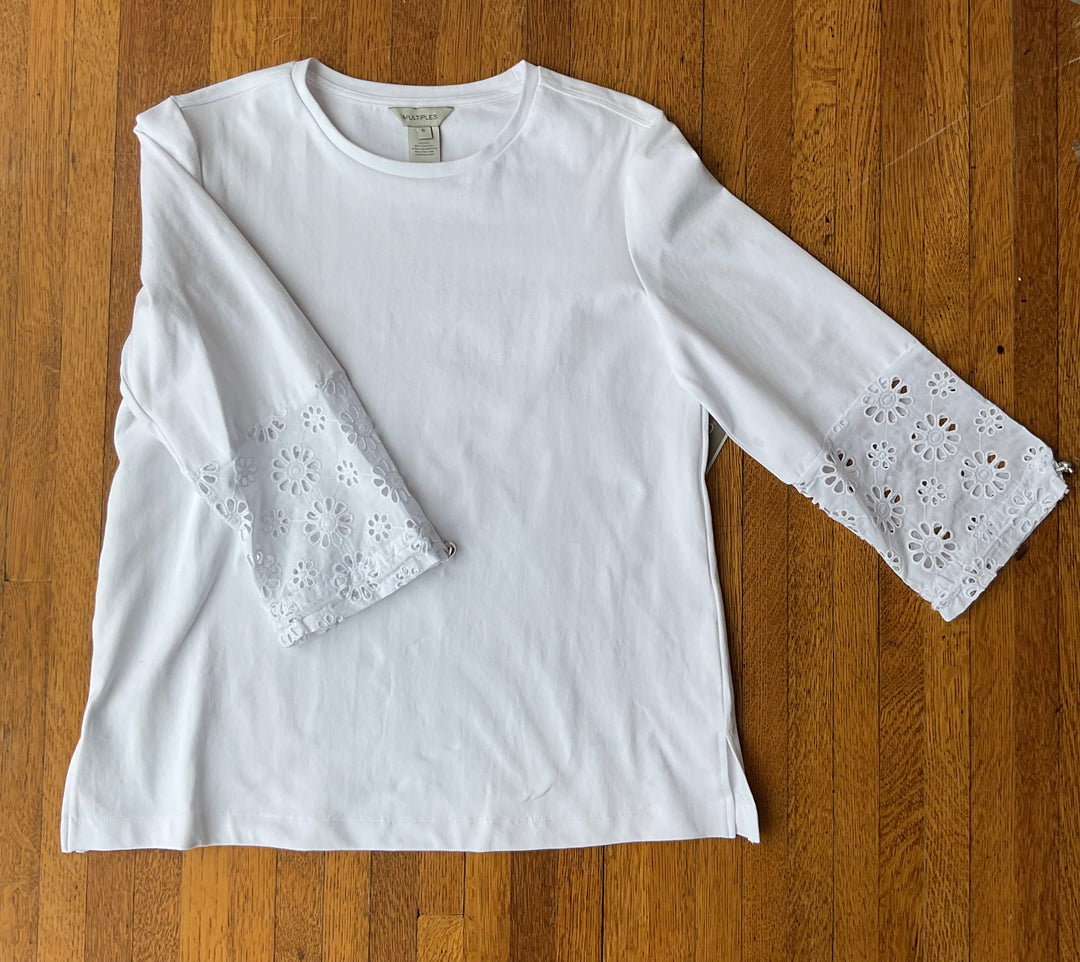 ¾ Sleeve Crew Neck Top