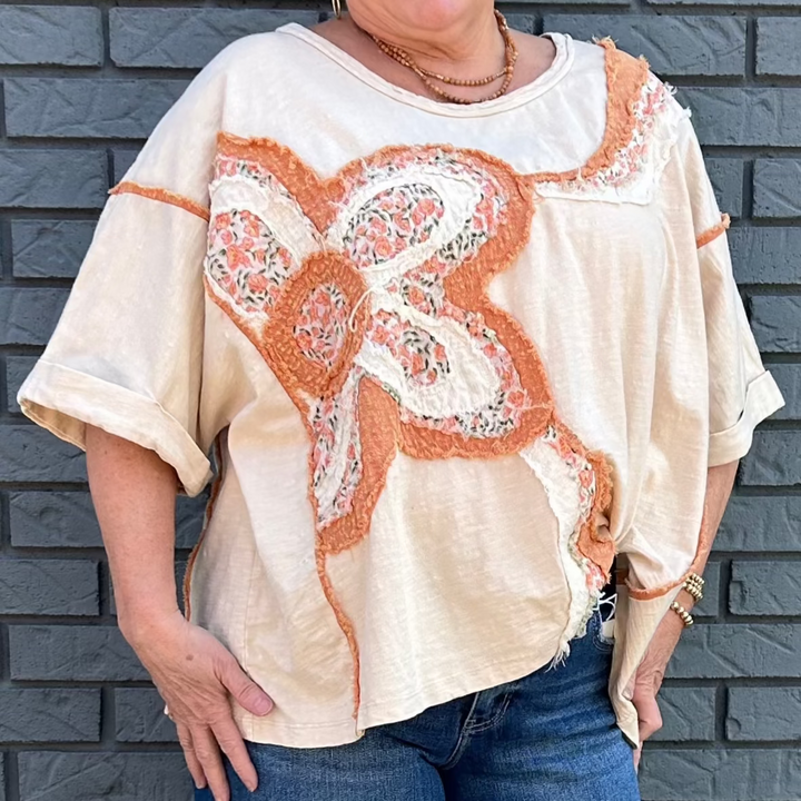 Short Sleeve Flower Patch Shirt