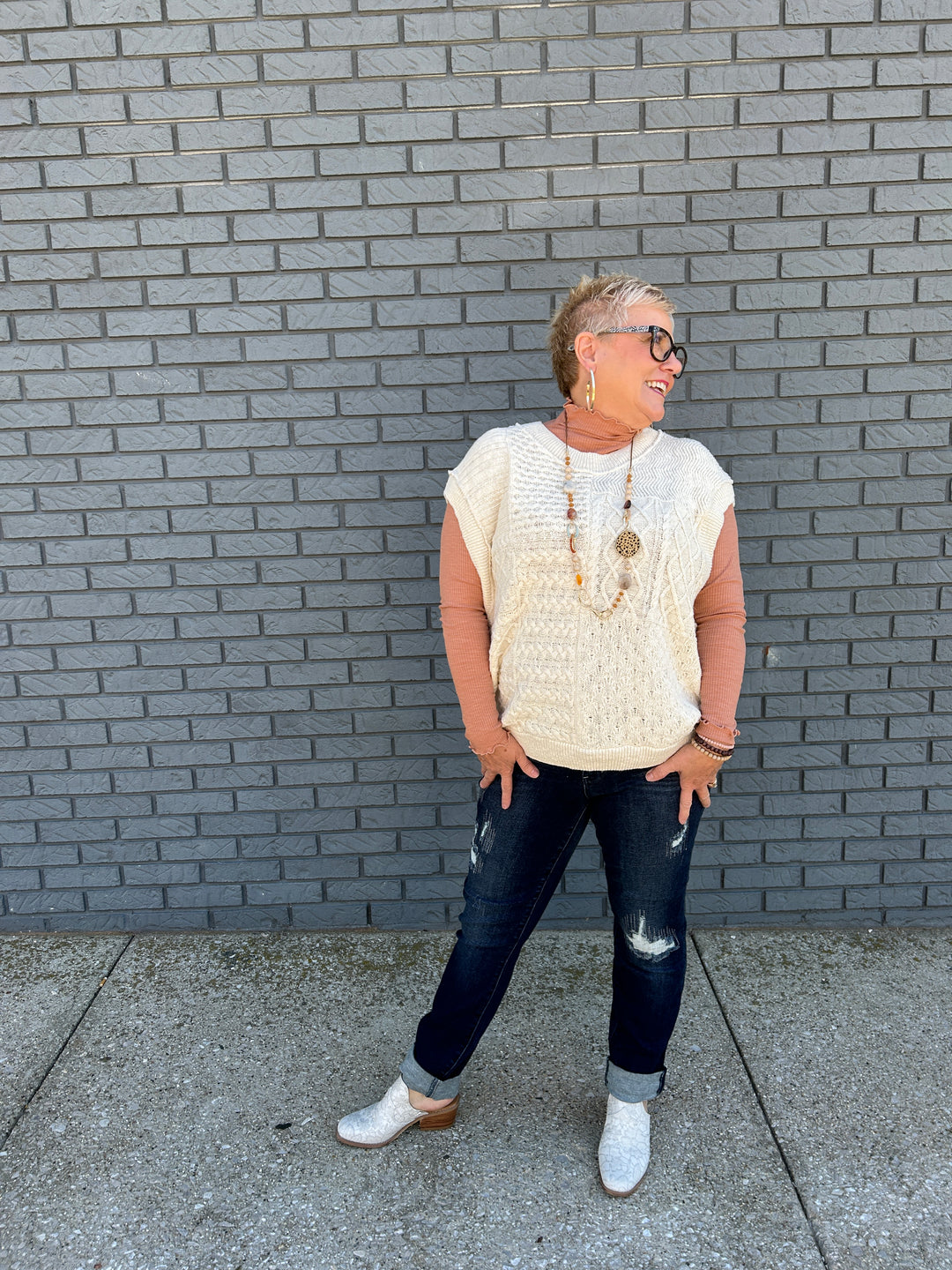 Ribbed Mock Neck Knit Top