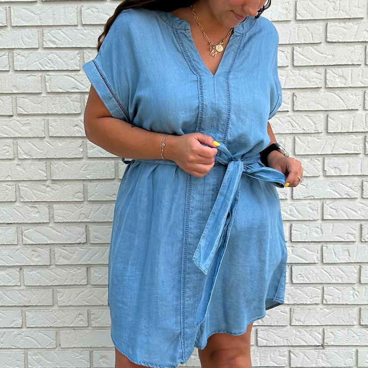 V-Neck Short Sleeve Dress