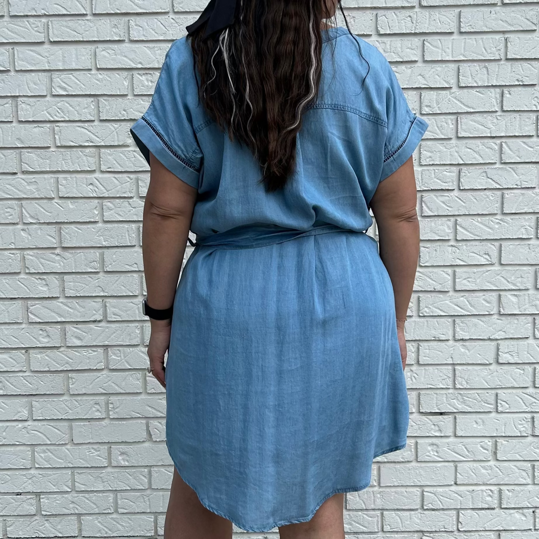 V-Neck Short Sleeve Dress