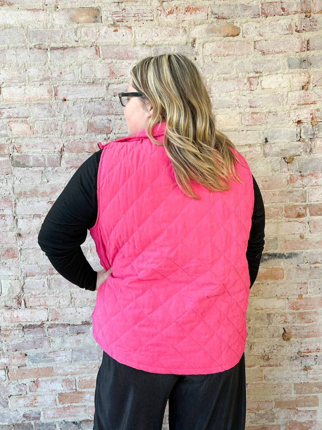 quilted zip vest with side pockets