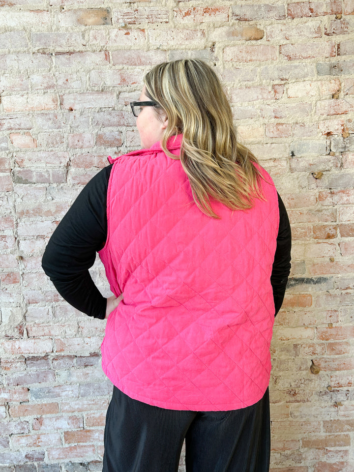quilted zip vest with side pockets