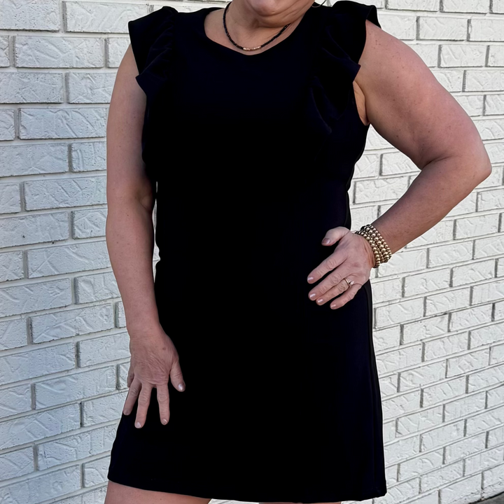Sleeveless Ruffle Sleeve Knit Dress