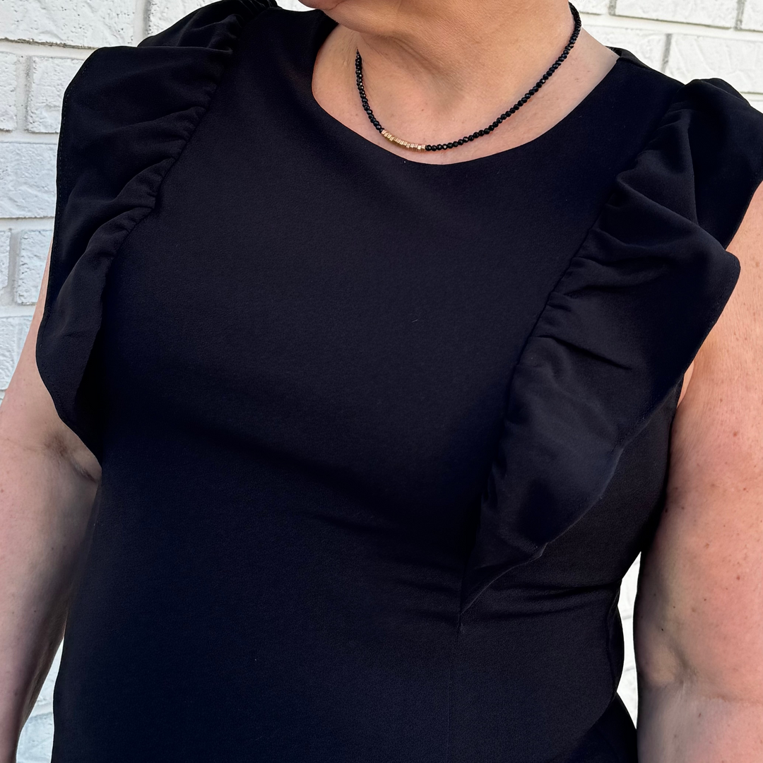 Sleeveless Ruffle Sleeve Knit Dress