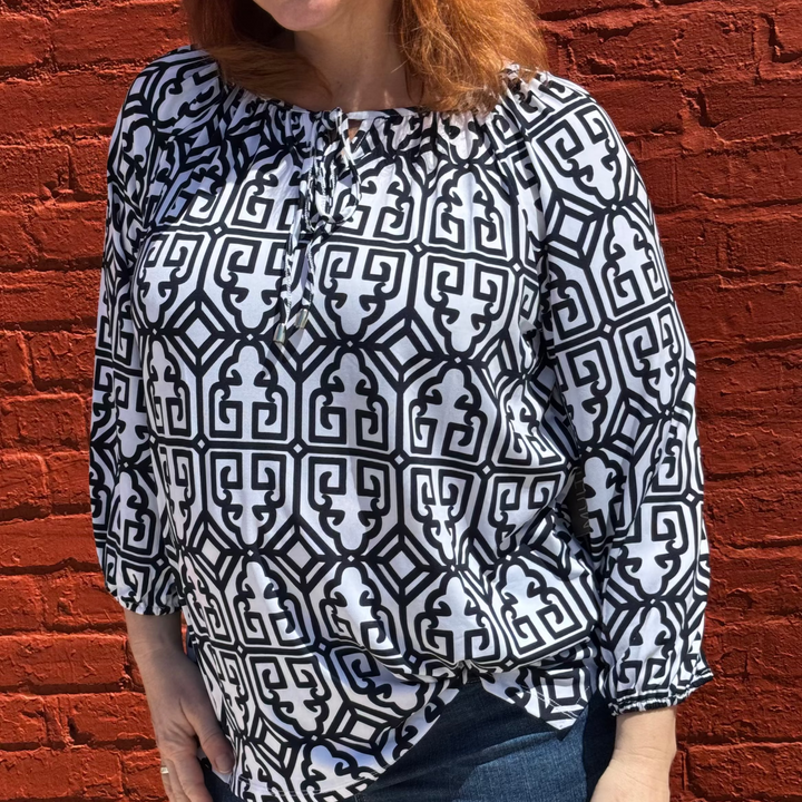 ¾ Sleeve Peasant Top