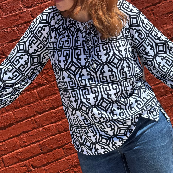 ¾ Sleeve Peasant Top