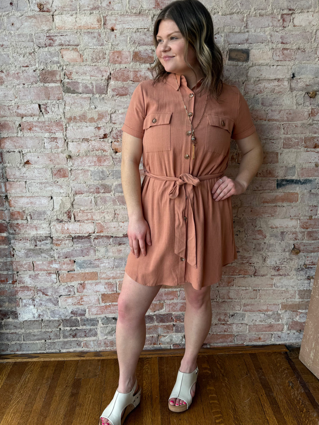 Collared Button Down Mini Dress