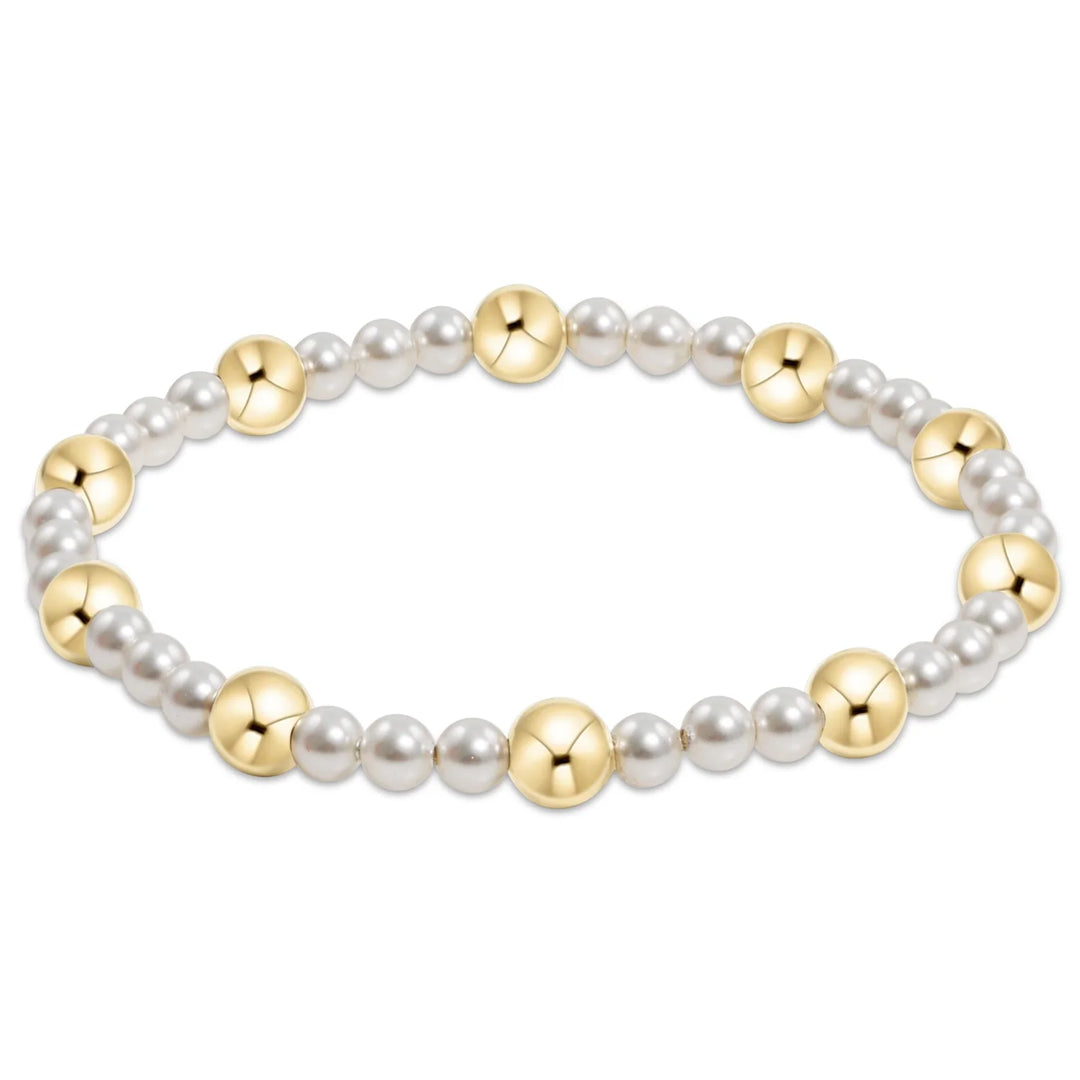 Enewton - 6MM Gold 4MM Pearl Sincerity Pattern Bead Bracelet
