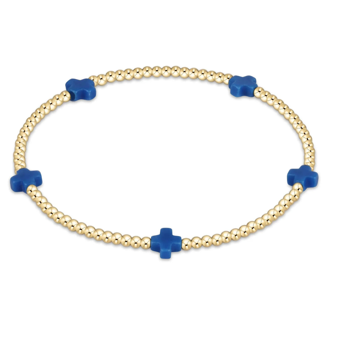Enewton - Navy/Gold Signature Cross Pattern 2MM Bead Bracelet