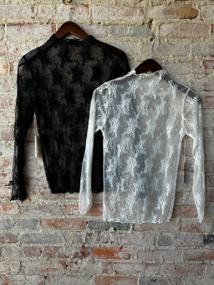Sheer Lace Long Sleeve Top
