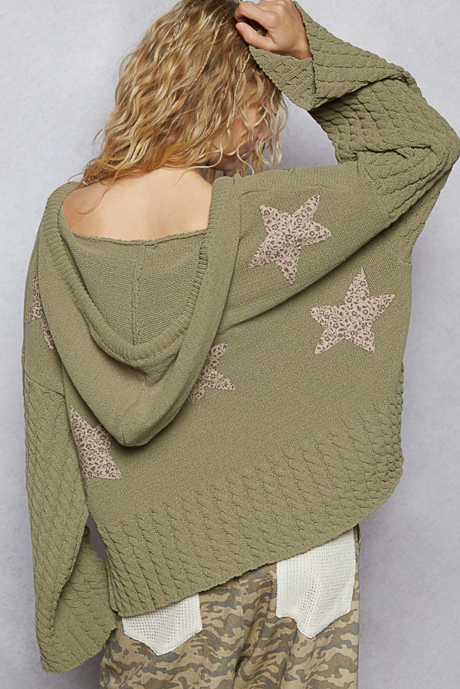 Cropped V-neck Hoodie