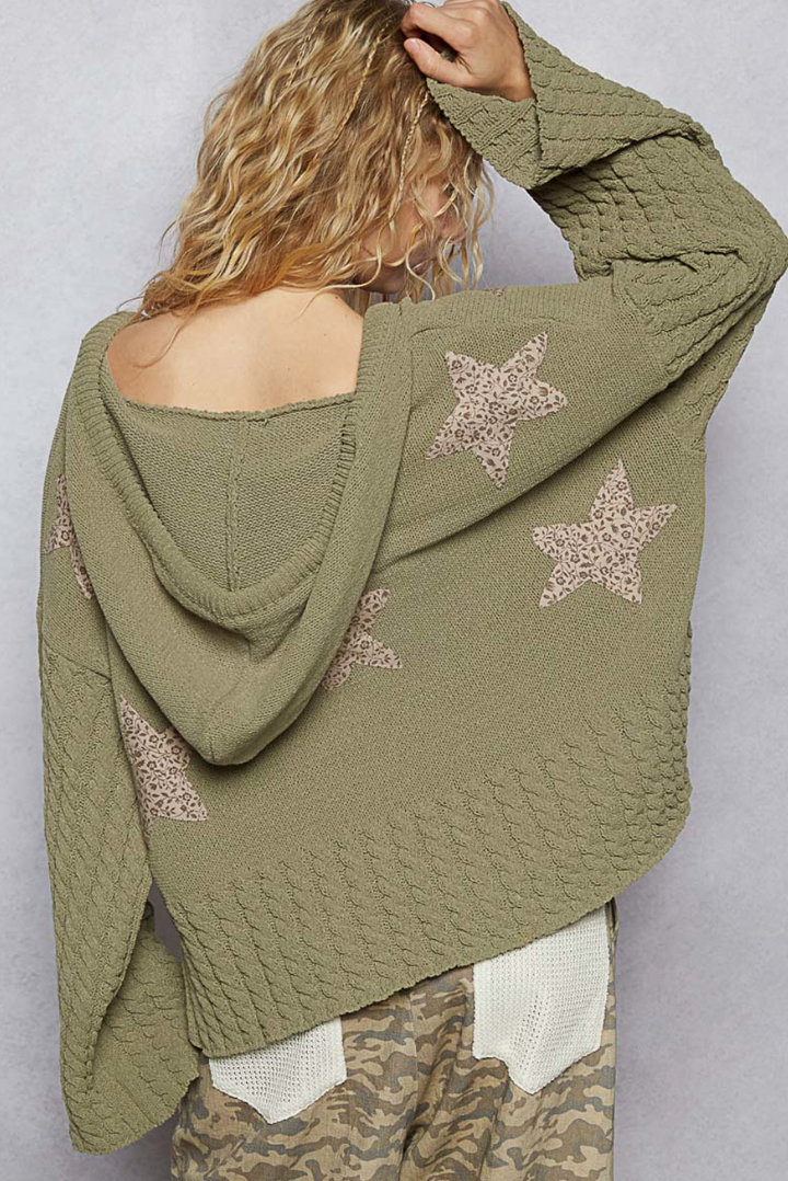 Cropped V-neck Hoodie