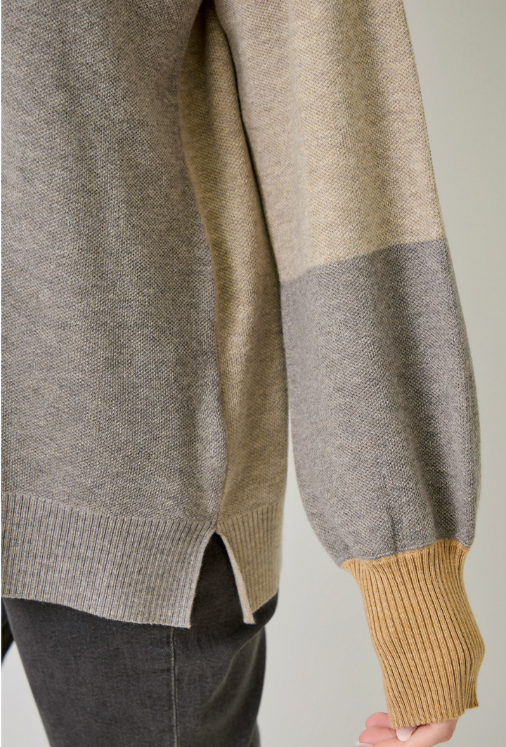 Mock Neck Color Block Sweater