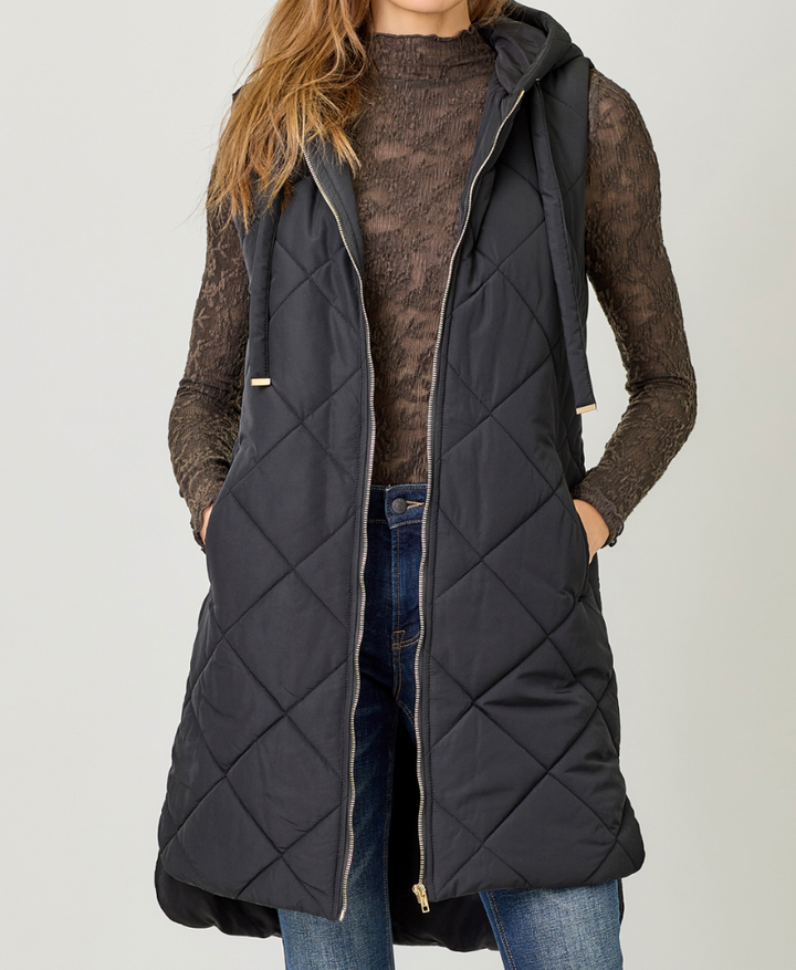 Quilted Puffer Hoodie Vest