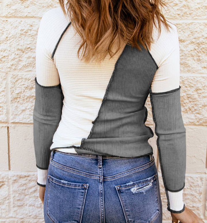 Color Block Rib Knit Top