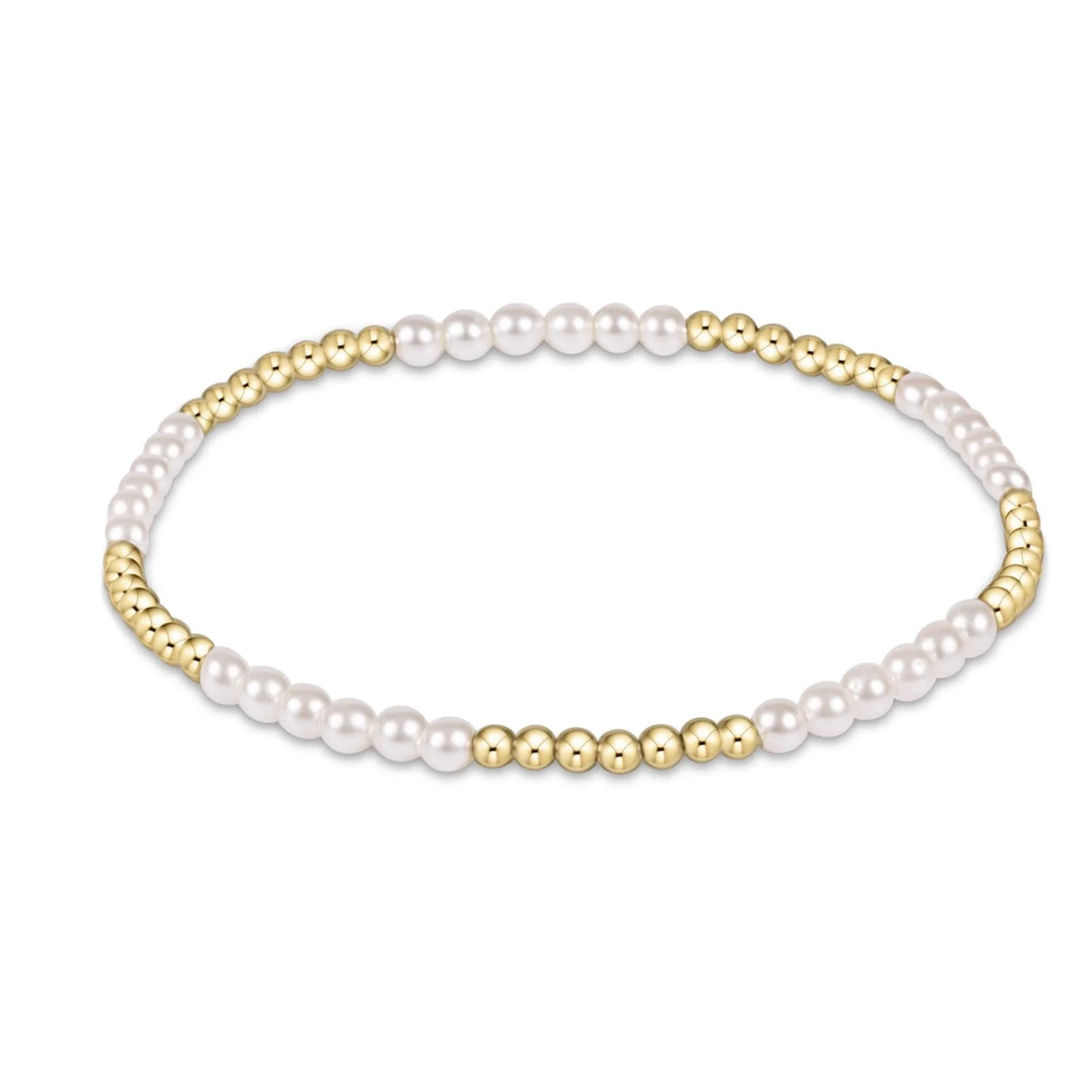 Enewton - 3MM Pearl 2.5MM Gold Classic Blissful Pattern Bead Bracelet