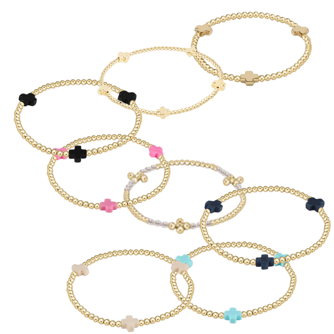 14kt gold-filled beaded bracelet with stretch fit, perfect for worry-free wear—sleep, shower, and shine in effortless everyday style.