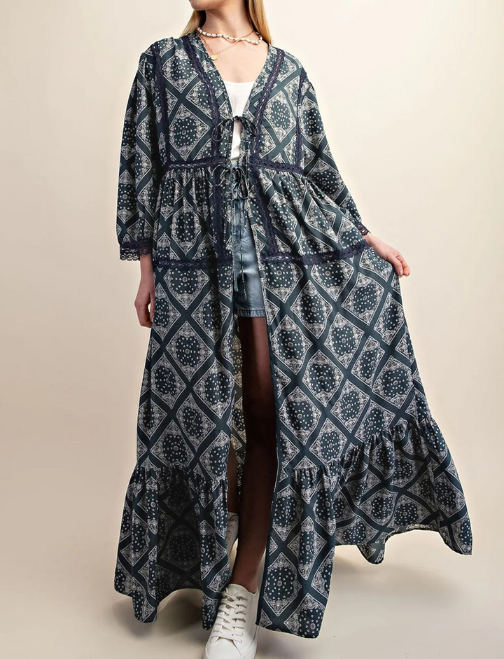 Bandana Print Kimono Dress