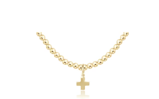 Enewton - Gold 15" Choker Classic 3MM Bead Signature Cross Charm