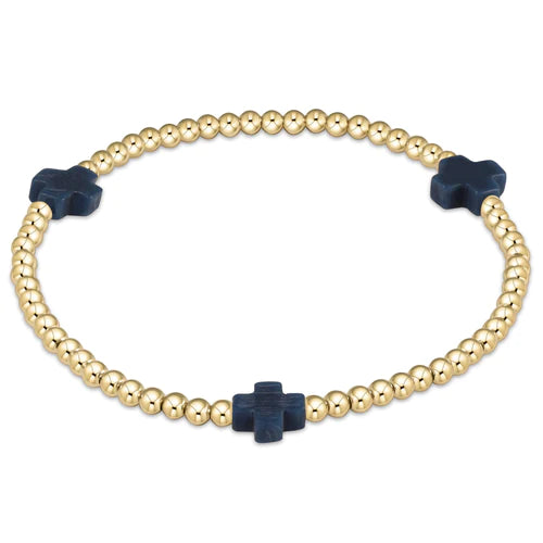 Signature Cross Gold Bead Bracelet (Multiple Colors/Sizes)