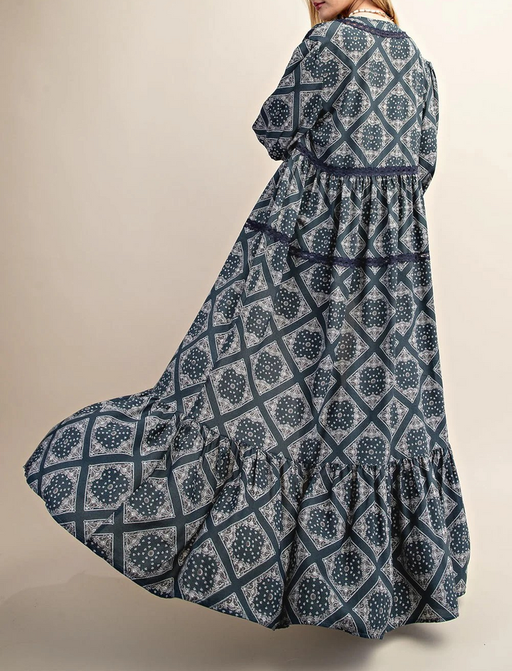 Bandana Print Kimono Dress