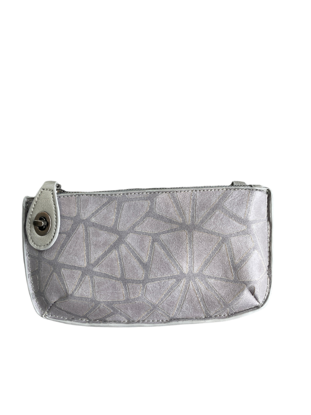 Chic 9.5in vegan leather wristlet with turn lock top zip closure card slots and adjustable strap perfect for stylish women 30+ on the go