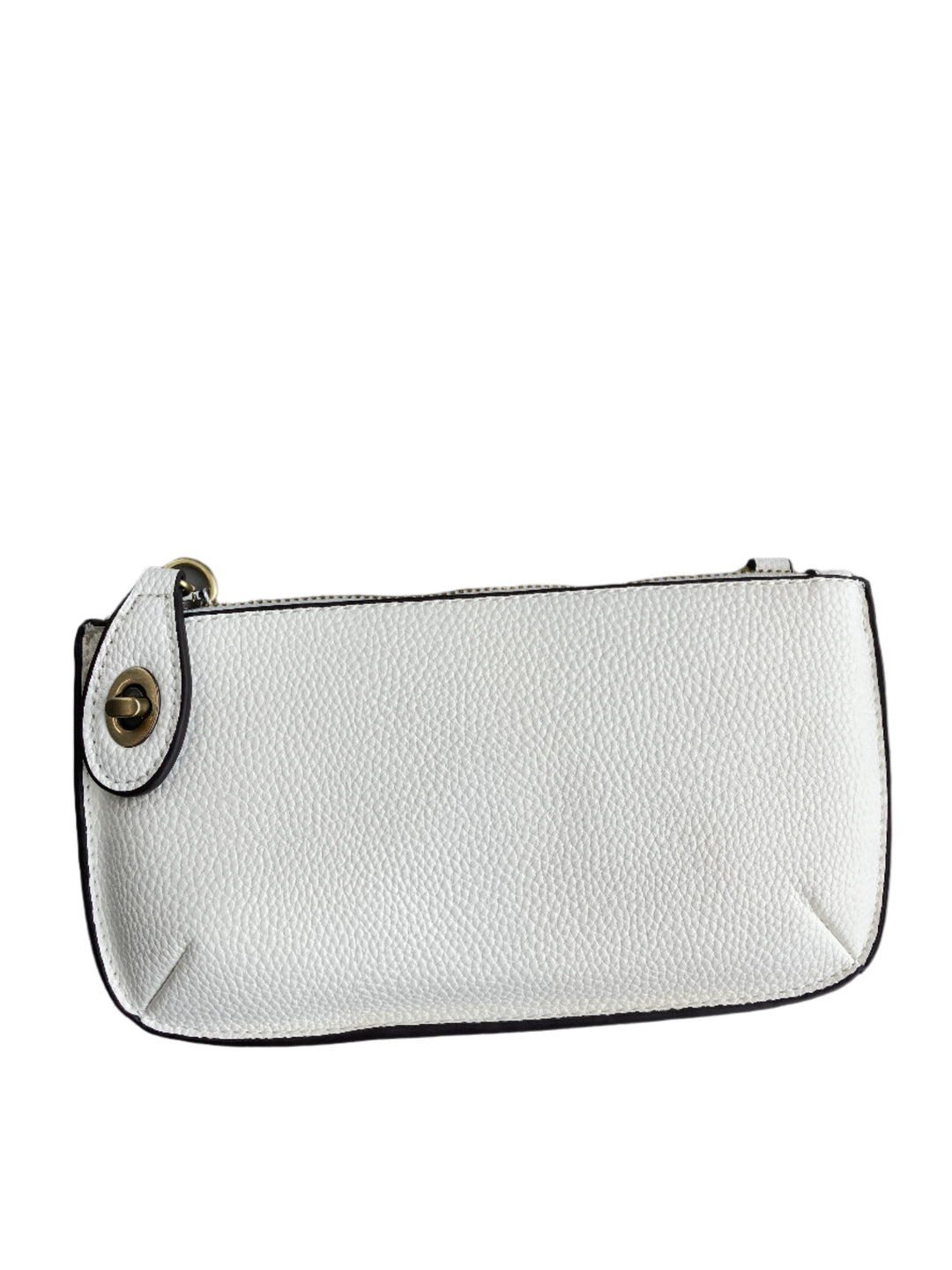 Chic 9.5in vegan leather wristlet with turn lock top zip closure card slots and adjustable strap perfect for stylish women 30+ on the go