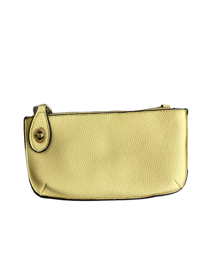 Chic 9.5in vegan leather wristlet with turn lock top zip closure card slots and adjustable strap perfect for stylish women 30+ on the go