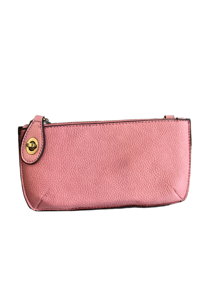 Chic 9.5in vegan leather wristlet with turn lock top zip closure card slots and adjustable strap perfect for stylish women 30+ on the go