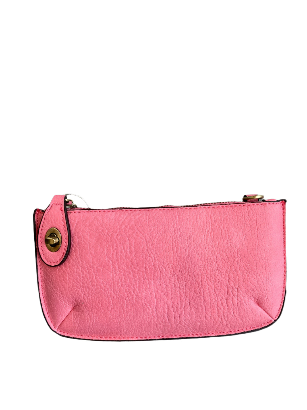 Chic 9.5in vegan leather wristlet with turn lock top zip closure card slots and adjustable strap perfect for stylish women 30+ on the go