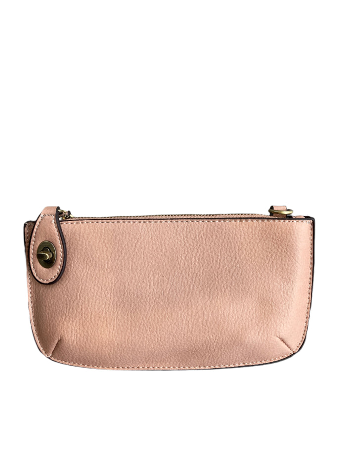 Chic 9.5in vegan leather wristlet with turn lock top zip closure card slots and adjustable strap perfect for stylish women 30+ on the go
