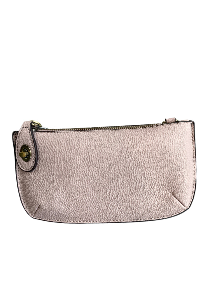 Chic 9.5in vegan leather wristlet with turn lock top zip closure card slots and adjustable strap perfect for stylish women 30+ on the go
