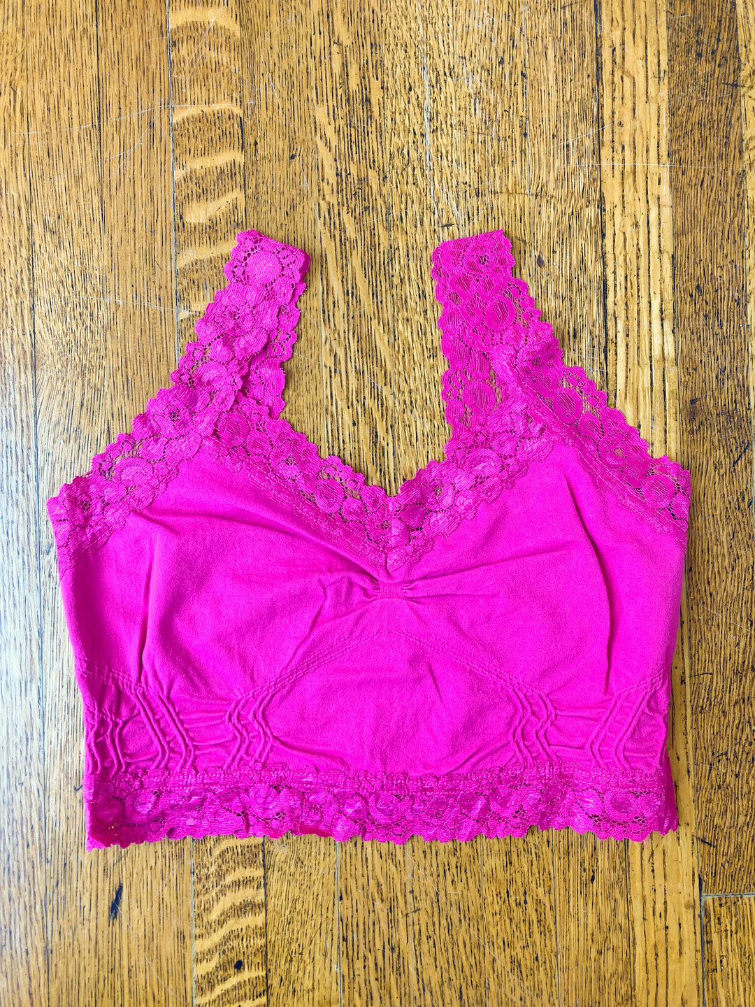 solid bra with lace trim