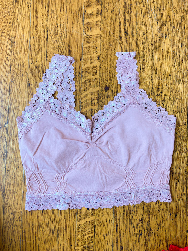 solid bra with lace trim