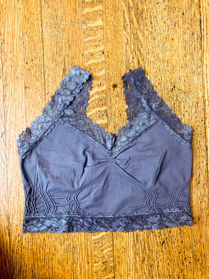 solid bra with lace trim