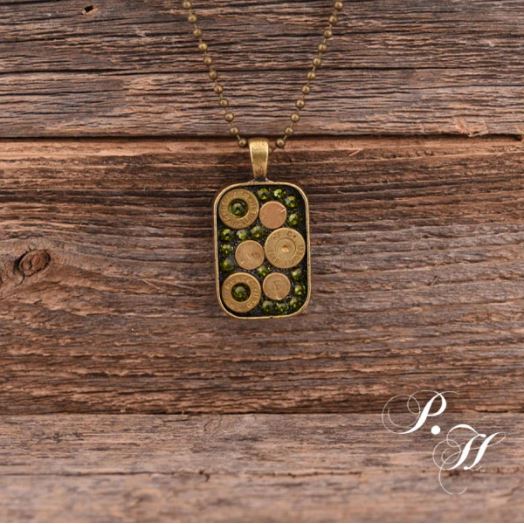 Camo Green & Bullet Necklace