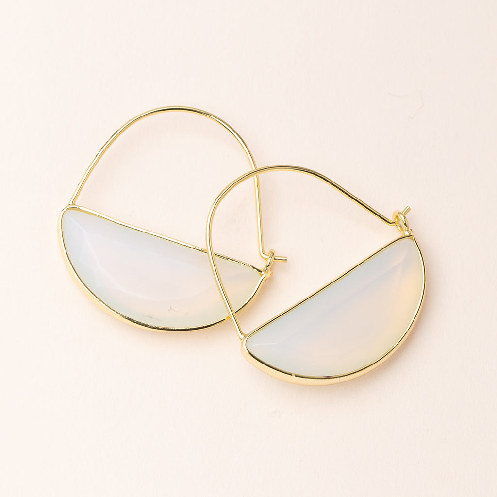 Scout Stone Prism Hoop earrings in opalite and gold finish on neutral background