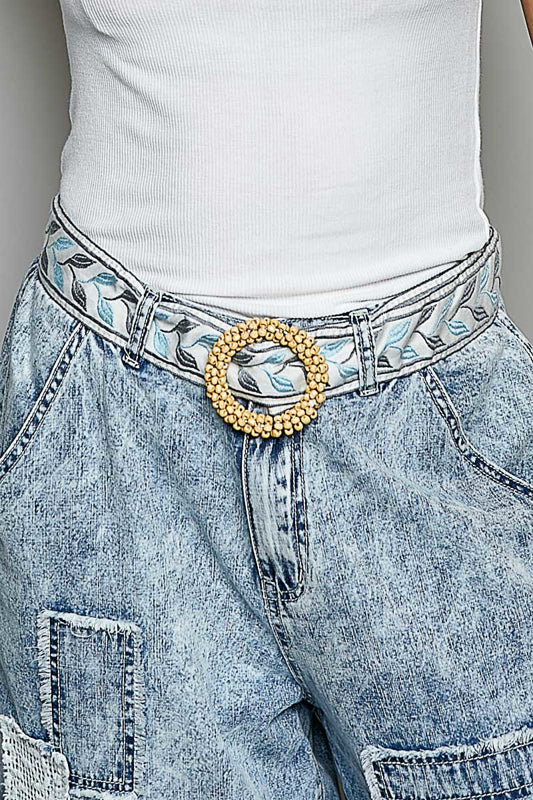 Embroidered Floral Belt