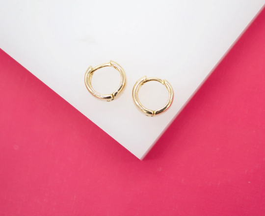 18K Gold Filled Wide Huggies Earrings