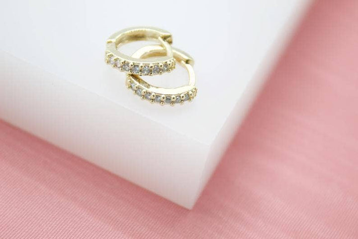 18K Gold Filled CZ Cubic Zirconia Hoop Circle Stud Earrings