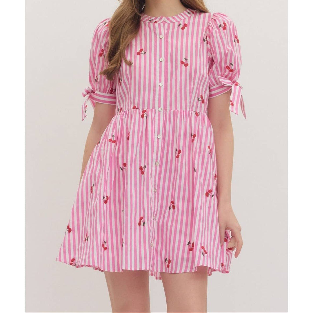 short cherry dress Mini A-line Dress Cherry Print Sisters Petite